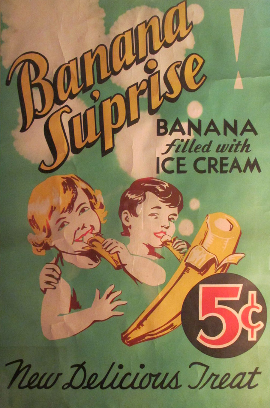 Παλιά αφίσα για τη μπανάνα με παγωτό PHOTO WASHINGTON BANANA MUSEUM