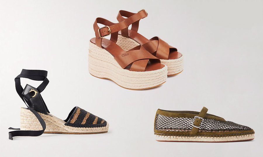 Μαύρη εσπαντρίγια, Ferragamo // Δερμάτινες σε καφέ χρώμα, Chloé // Σε λαδί flat εσπαντρίγια, Alaia