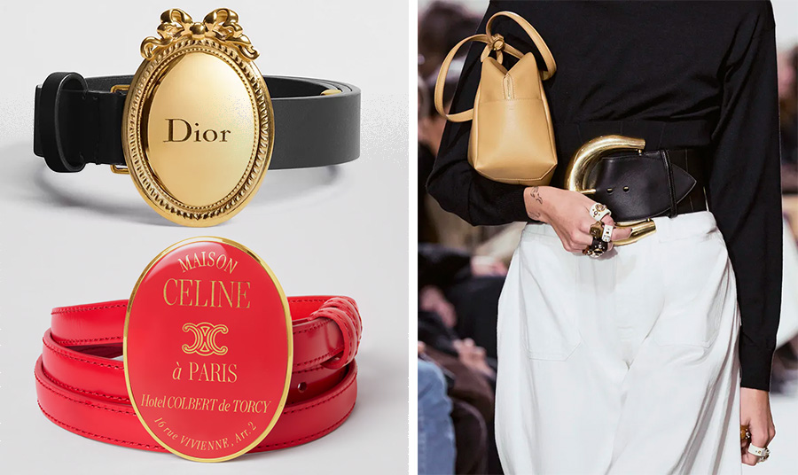 Ζώνη με χρυσή αγκράφα, Dior // Κόκκιν ζώνη με εντυπωσιακή αγκράφα, Celine // Από τη πασαρέλα άνοιξη-καλοκαίρι 2027, Celine PHOTO CELINE OFFICIAL SITE