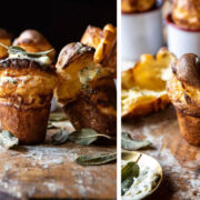 Popovers παρμεζάνας με βούτυρο σκόρδου και τραγανό φασκόμηλο