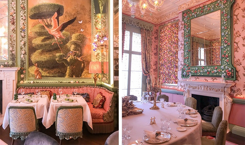 Το Garden Room είναι ένα λαμπερό και κομψό εστιατόριο με καθρέφτες, επιχρυσωμένο ταβάνι και γιρλάντες από τριαντάφυλλα ζωγραφισμένα από τον καλλιτέχνη Gary Myatt