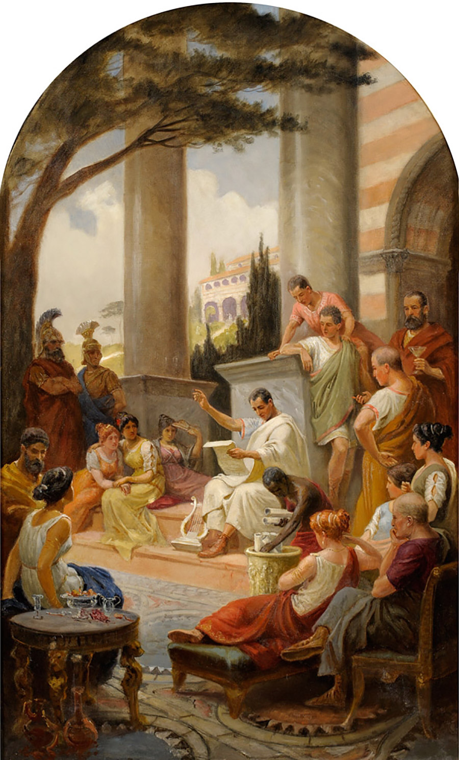 «Ο Οράτιος απαγγέλει τους στίχους του», πίνακας του Adalbert von Rösslerjpg PHOTO WIKIPEDIA