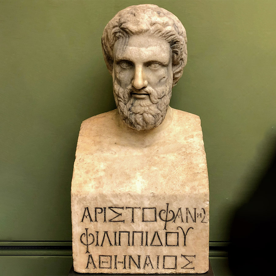 Προτομή του Αριστοφάνη του 1ου αιώνα μ.Χ. που φυλάσσεται στην Uffizi Gallery, στη Φλωρεντία της Ιταλία PHOTO WIKIPEDIA