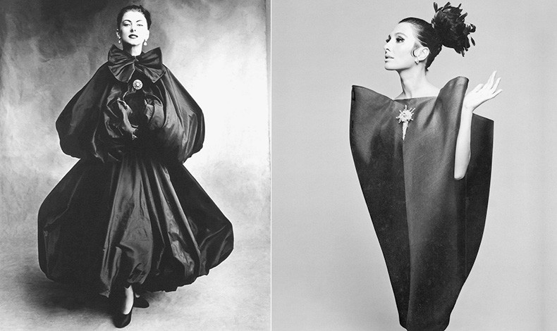 Κοκτέιλ φόρεμα δια χειρός Balenciaga (φωτο: Hiro για το Harpers Bazaar, τον Σεπτέμβριο 1967) // Φόρεμα Balenciaga (φωτο: Irving Penn για την Vogue, Σεπτέμβριος 1950)