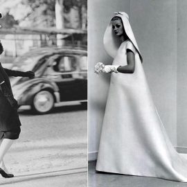 Φόρεμα και παλτό με την υπογραφή του Ισπανού μετρ, 1950 // Νυφικό σε σχέδιο Balenciaga από το 1967