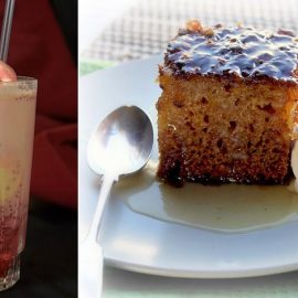 Το Faluda ένα είδος μιλκ σέικ που μπορεί να αντικαταστήσει τα αλκοολούχα ποτά σε ένα γεύμα (ειδικά αν επιλέξετε εστιατόριο γύρω από το Bo-Kaap) // Η πουτίγκα Malva, αγαπημένο έδεσμα του Νέλσον Μαντέλα