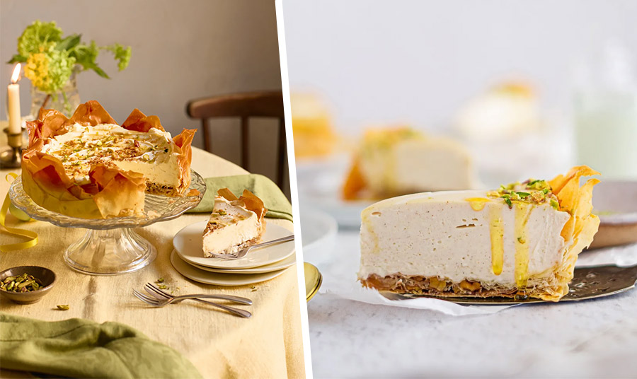 Γλυκό για το Πάσχα: Τσιζκέικ μπακλαβά με σιρόπι άνθους πορτοκαλιάς με ελληνική έμπνευση!