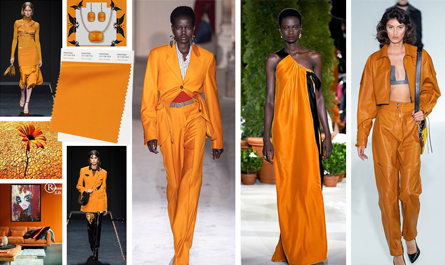 Mία ιδιαίτερη απόχρωση, ένα μουντό πορτοκαλί που ταιριάζει πολύ στο φθινόπωρο. Το χρώμα του «παλαιωμένου τσένταρ» έρχεται σε μία ποικιλία μονοχρωματικών επιλογών, ενώ ταιριάζει μοναδικά με σκούρα μπλε, σκούρα κόκκινα και μπορντό αλλά και γκρι