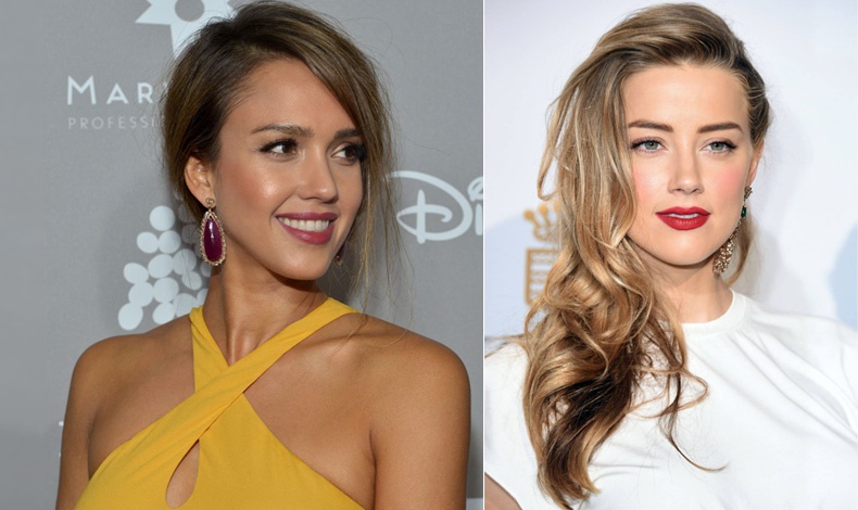 Η Jessica Alba με ένα απλό πιάσιμο που δίνει την αίσθηση του bob // Η Amber Heard με μπούκλες «ριγμένες» στον ώμο και χωρίστρα στο πλάι