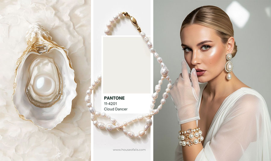 Aν κάτι εκφράζει απόλυτα το πνεύμα του Cloud Dancer, σίγουρα είναι τα μαργαριτάρια PHOTOS VIA PINTEREST