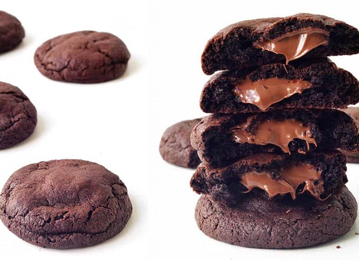 Μπισκότα σοκολάτας γεμιστά με κρέμα σοκολάτας-φουντουκιού