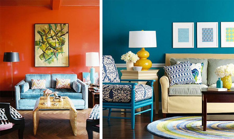 Χρησιμοποιήστε φωτεινά, τολμηρά, ενεργά χρώματα σε “κοινωνικούς” χώρους, όπως το σαλόνι σας 