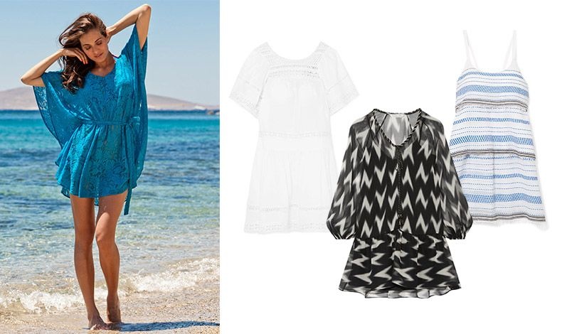 Οι έντονες αποχρώσεις ταιριάζουν στο μεσογειακό καλοκαίρι // Κοντό φόρεμα με δαντέλα, Sea // Ασπρόμαυρο, Rachel Zoe // Με τιραντάκια και ρίγες, Lemlem