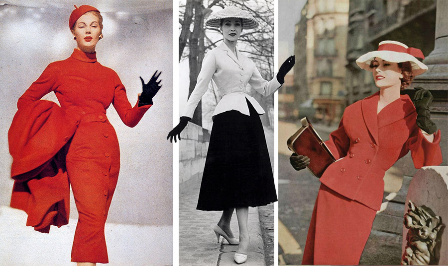 Όλο το New Look του Christian Dior βασίστηκε σε θηλυκές λεπτομέρειες όπως τα γάντια (τέλη δεκαετίας ’40- αρχές δεκαετίας ’50)