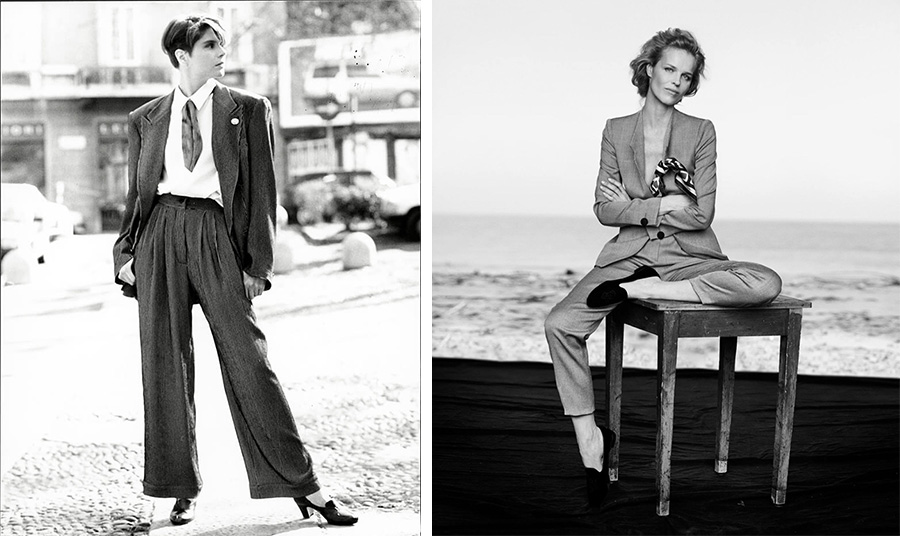 Μοντέλο με κοστούμι Emporio Armani στο ντεφιλέ του Παρισιού το 1989 // Η Eva Herzigova πρωταγωνιστούμε στην καμπάνια  Giorgio Armani άνοιξη-καλοκαίρι 2016 φωτογραφημένη από τον Peter Lindberghe PHOTOS VIA PINTEREST