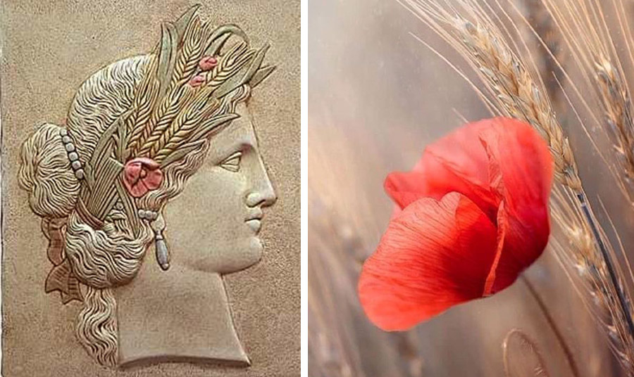 Ανάγλυφο της Δήμητρας: Μετάλλιο κρεμαστό στον τοίχο που απεικονίζει το σιτάρι και τις παπαρούνες, Γαλλία  18ος αιώνας PHOTO ΔΗΜΟΤΙΚΗ ΒΙΒΛΙΟΘΗΚΗ ΒΕΡΣΑΛΛΙΩΝ  // PHOTO VIA PINTEREST