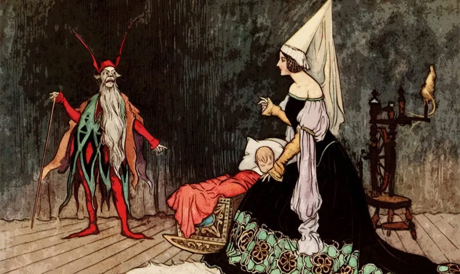 «ARE YOU NOT SOMETIMES CALLED RUMPELSTILZCHEN» vintage print, 1913 - from 'The Fairy Book', (illustrator: Warwick Goble)