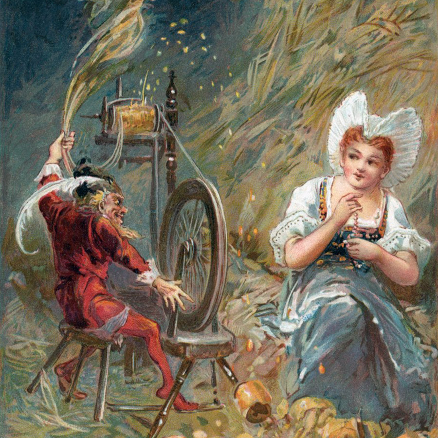 «Rumpelstiltskin Spinning», illustration from 'Once Upon a Time' published by Ernest Mister, c.1900 (MeisterDrucke)