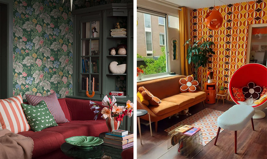 Στυλ ταπετσαρίας 1940-1950 PHOTO borastapeter.com // Living room 70s γραφιστική ταπετσαρια PHOTO HOMEG