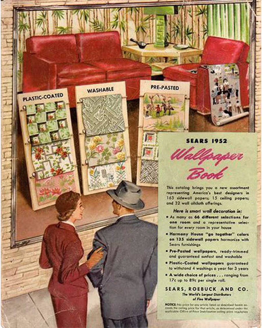 Διαφημιστική καταχώρηση της Sears’ Wallpaper το 1952 PHOTO HARMONY HOUSE WALLPARERS