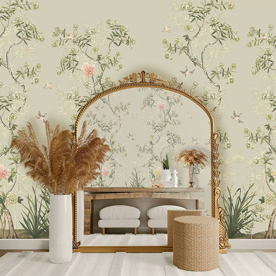 Από το χθες στο σήμερα, ταπετσαρία με μανόλιες με έμπνευση από την Κίνα PHOTO legrandsiecle.com 