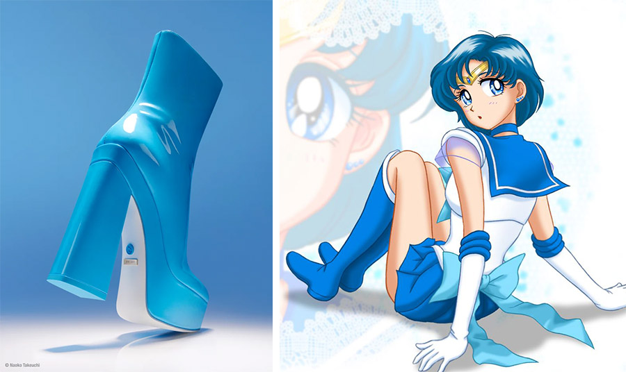 Βασισμένα στις μπότες τής Sailor Mercury, αυτά τα μποτάκια από γαλάζιο  γυαλιστερό λουστρίνι είναι στο πνεύμα της φετινής μόδας 