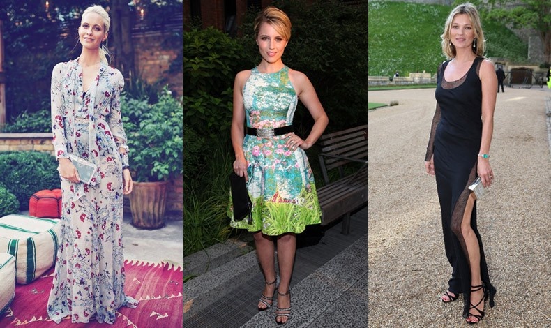 Η Poppy Delevigne με μακρύ λουλουδάτο φόρεμα // Η Diana Agron με άκρως καλοκαιρινό φόρεμα και υπέροχα ψηλοτάκουνα πέδιλα // Η Κate Moss με υπέροχο μαύρο φόρεμα Ralph Lauren