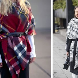 Φορέστε ένα κασκόλ κουβέρτα με ζώνη στη μέση για ένα κομψό και ενδιαφέρον αποτέλεσμα