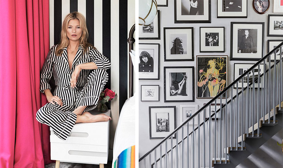 Φωτογραφίες κι έργα τέχνης των Damien Hirst, Allen Jones, Chris Allen διακοσμούν όλες τις γωνιές του σπιτιού // Το εντυπωσιακό σπίτι διαθέτει χειροποίητα αξεσουάρ και έπιπλα σχεδιασμένα κατ'εντολή της Kate Moss.