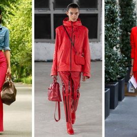 Φορέστε το κόκκινο παντελόνι σας με τζίν // Σε athleisure ύφος // Κόκκινο κοστούμι με ένα T-shirt σε γκρι χρώμα για όλες τις ώρες