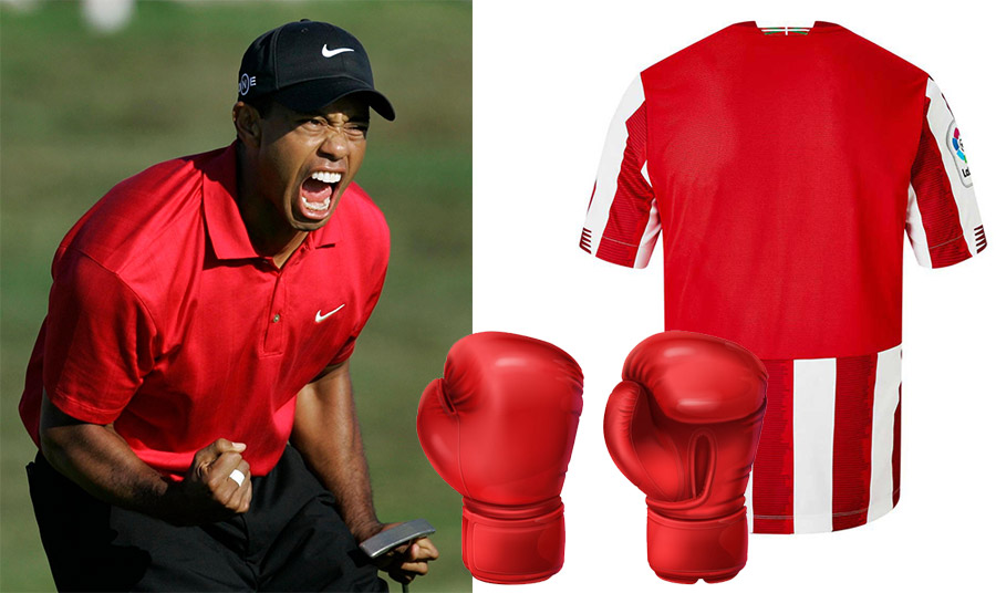 Ο Tiger Woods επιλέγει συχνά το κόκκινο στις αθλητικές εμφανίσεις του // Οι αθλητές με κόκκινα μπορεί να θεωρηθούν πιο επιθετικοί, πιο κυρίαρχοι και πιο πιθανό να κερδίσουν έναν φυσικό αγώνα