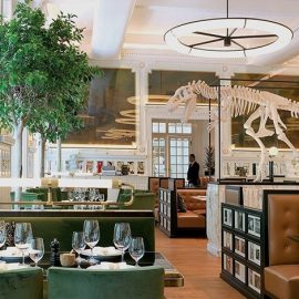 Το JNcQUOI δεν είναι απλά ένα εστιατόριο αλλά και ένας τριώροφος fashion παράδεισος με αντρικά ρούχα και αξεσουάρ. Ένα σύγχρονο εστιατόριο με έμφαση στα θαλασσινά και πρωταγωνιστή ένα σκελετό δεινοσαύρου?