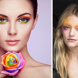 Η τάση με τα δυνατά και πολλά χρώματα που δεν αναμειγνύονται μεταξύ τους είναι μία ακόμη πρόταση για το μακιγιάζ των ματιών