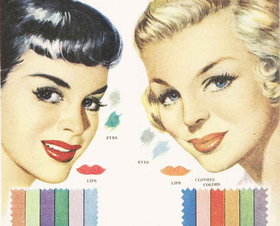 Αρμονία χρωμάτων σε διαφήμιση του 1951 για μελαχρινές και ξανθές