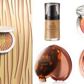 H φετινή συλλεκτική Terracota, Τerre d? ?t?, Guerlain // Mέικαπ Golden Beige 008, Revlon // H συλλεκτική πούδρα Coral Sunset, Dior // Mπρονζέ πούδρα από την καλοκαιρινή συλλογή Bronze Goddess, Estée Lauder // Mπρονζέ πούδρα, Dream Sun, Maybelline