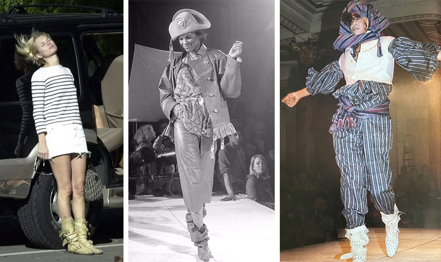 H Κέιτ Μος με τις πειρατικές μπότες της Vivienne Westwood το 2001  PHOTO INSTAGRAM // Aπό τα αρχεία της Vivienne Westwood  PHOTO VIVIENNE WESTWOΟD LEGACY // Από τη συλλογή της Vivienne Westwood το 1981 PHOTO VIA PINTEREST