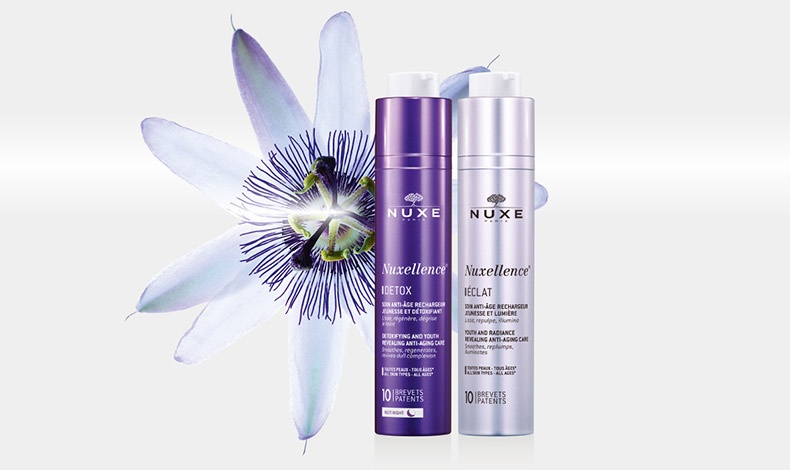 Τα προϊόντα ημέρας και νύχτας Nuxellence®, με πασιφλώρα, ανχούσα και πέταλα παπαρούνας, χαρίζουν αποτοξίνωση και λάμψη στην επιδερμίδα, συμβάλλουν στην ανανέωσή της, διατηρούν τη νεανικότητά της. Κατάλληλα για όλες τις ηλικίες και όλους τους τύπους επιδερμίδας