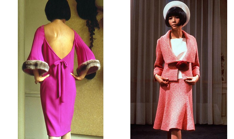 Το ροζ αποτέλεσε για ένα διάστημα από τα αγαπημένα του χρώματα. Εδώ φόρεμα από το 1964 // Ταγιέρ από το 1965