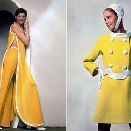Boho σύνολο από το 1971 // Το κίτρινο ήταν και είναι από τα χρώματα που προτιμούσε ο Pierre Cardin. Φόρεμα του 1969