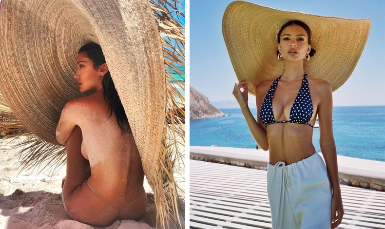 H Bella Hadid και η Emily Ratajkowski με τα δικά τους υπερμεγέθη ψάθινα καπέλα