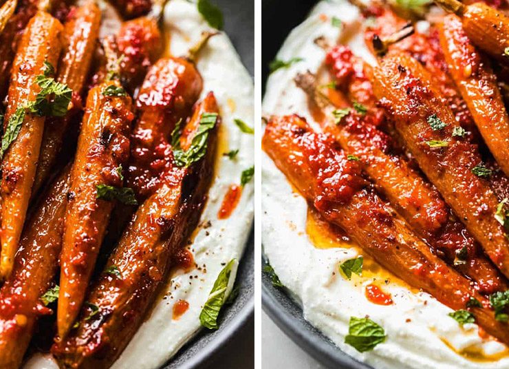 Είναι κρεμώδες, ονειρικό και τόσο νόστιμο! Αυτό το απίστευτο συνοδευτικό πιάτο έχει ιδιότητες ακόμη και κυρίως πιάτου. Είναι μία υπέροχη ιδέα με τα τρυφερά καρότα, περιχυμένα με μια γλυκιά και πικάντικη σάλτσα. Η χτυπημένη φέτα στο κάτω μέρος προσθέτει μια ωραία λεμονάτη γεύση. Αυτό που θα σας μείνει είναι μια έκρηξη γεύσης! Η συνταγή είναι ιδανική και για τα Χριστούγεννα. Μπορείτε να συνοδέψετε για παράδειγμα κάθε είδους ψητά κρεατικά, ψητό κοτόπουλο ή με σολομό ψημένο σε σκορδόβουτυρο και φυσικά με γαλοπούλα για τις γιορτές. Αυτό κάνει αυτά τα ψητά καρότα με μπαχαρικά ιδανικά και τα Χριστούγεννα. Θα ψήσουμε μισό κιλό καρότα με μερικά μπαχαρικά εμπνευσμένα από το Μαρόκο μέχρι να ροδίσουν. Στη συνέχεια, θα αλείψουμε με ένα μείγμα μελιού και πάστα χαρίσα που θα τους δώσει μια ωραία λάμψη και θα αναδείξει τη φυσική γλυκύτητα των καρότων. Σερβίρετε τα πάνω από μία στρώση από κρεμώδη χτυπημένη φέτα και γαρνίρετε με βότανα, όπως φρέσκο μαϊντανό, κόλιανδρο και ψιλοκομμένο δυόσμο. Πιστέψτε μας, δεν έχετε ξαναφάει ένα τέτοιο συνοδευτικό πιάτο. Τι είναι η harissa και πού θα τη βρείτε Η χαρίσα είναι μία πάστα τσίλι, γνωστή παγκοσμίως ως μία από τις πιο καυτερές σάλτσες. Η λέξη harissa μάλιστα, μεταφράζεται ως «συνθλίβω» και παραδοσιακά παρασκευάζεται με αποξηραμένες ή φρέσκες πιπεριές τσίλι, κύμινο, κόλιανδρο, σκόρδο, κύμινο, αλάτι και έξτρα παρθένο ελαιόλαδο. Τη συναντάμε στις κουζίνες των χωρών της Μέσης Ανατολής, όπως η Τυνησία - απ’ όπου και κρατούν οι ρίζες της -, η Λιβύη, η Αλγερία και το Μαρόκο. Μπορείτε να βρείτε στα ράφια των καταστημάτων με ethnic προϊόντα και σε καλά σούπερ μάρκετ. Διαφορετικά αναζητήστε συνταγή για να φτιάξετε τη δική σας!