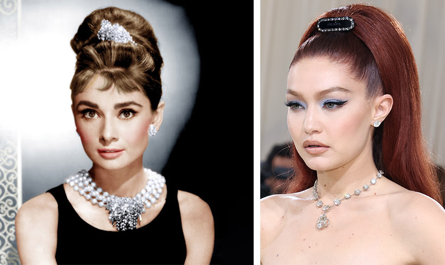Η Κάθριν Χέπμπορν τη δεκαετία του ’60 και η Gigi Hadid Met στο Gala το 2021