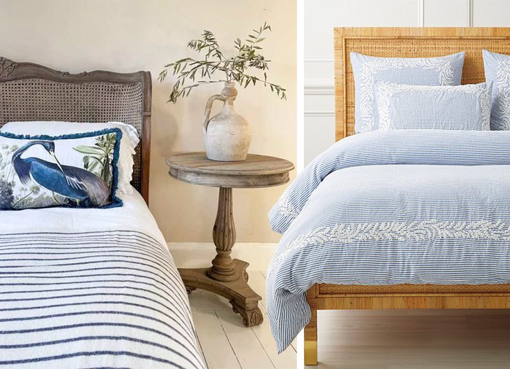 Τάση: Στρώστε το κρεβάτι σας με ρίγες γαλάζιες και λευκές!