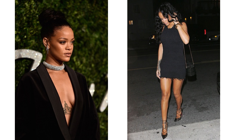 Οι «μαύρες» εκδοχές της Rihanna? Στα αριστερά από τα περυσινά βραβεία μόδας του Λονδίνου και στα δεξιά έξω από ένα εστιατόριο στο Λ. Άντζελες