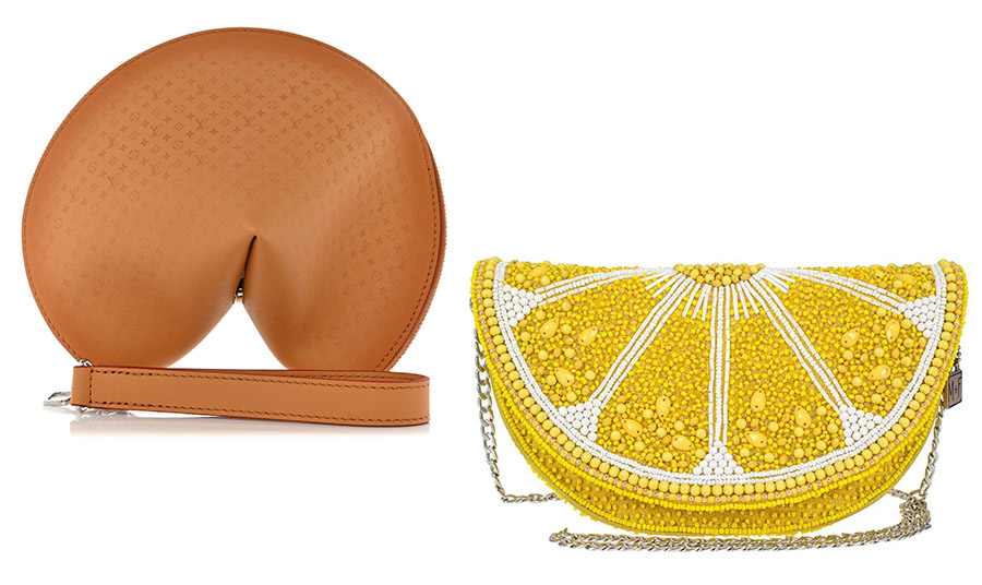 Τσαντάκι fortune cookie, Louis Vuitton // Τάρτα λεμονιού στολισμένη με κρυστάλλους για το λαμπερό clutch, Mary Frances