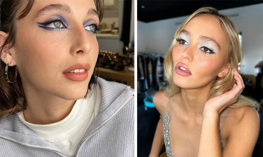 H Lisa Eldridge πρόσθεσε μια πινελιά παγωμένης μπλε λάμψης στην κάτω γραμμή των βλεφαρίδων της Emma Chamberlain PHOTO @lisaeldridgemakeup // Το look της Lily-Rose Depp, εμπνευσμένο από το Y2K, το οποίο διαθέτει μια αληθινή παγωμένη μπλε απόχρωση εφαρμοσμένη σε όλο το βλέφαρο και μέχρι το κόκκαλο του φρυδιού για ένα εντυπωσιακό αποτέλεσμα PHOTO @kirinrider