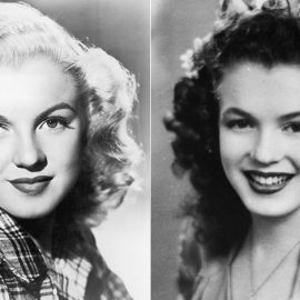 Η Μέριλιν Μονρόε μόλις 15 ετών το 1941 με τα φυσικά σκούρα καστανά μαλλιά της (δεξιά) // Όταν έγινε ξανθιά, το 1947 (αριστερά)