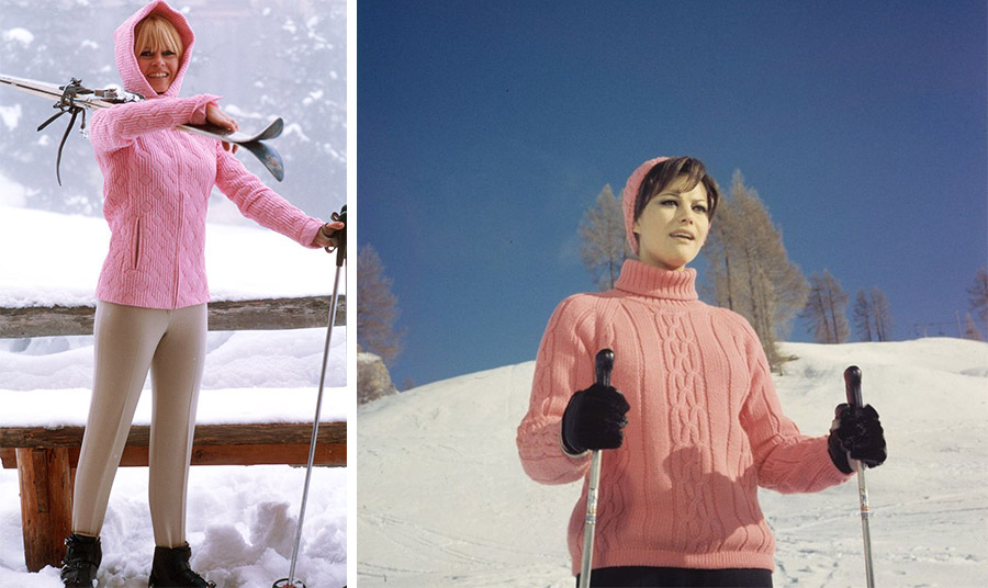 H Brigitte Bardot σε φωτογράφηση χειμερινής μόδας στο Méribel, Γαλλικές Άλπεις, Ιανουυάριος 1967. Photo by Francois Gragnon.  PHOTO VIA PINTEREST // Η Κλαούντια Καρντινάλε στην ταινία «Ροζ Πάνθηρας» του 1963 με χιονοδρομικό στυλ από τον Yves Saint Laurent στο ιταλικό χιονοδρομικό κέντρο Cortina d’Ampezzo PHOTO VINTAGE EVERYDAY