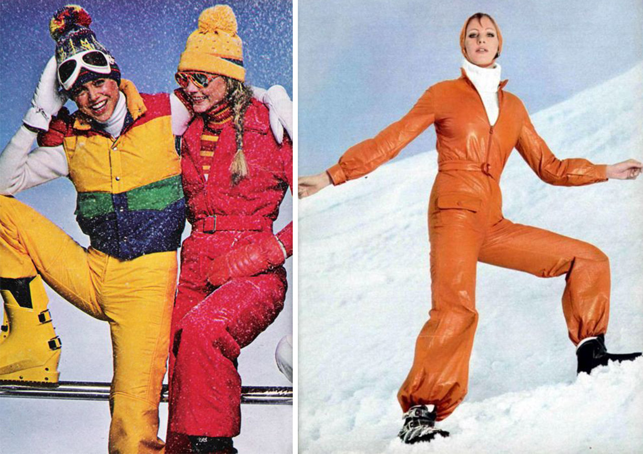 Φωσφοριζέ και έντονα χρώματα για τις στολές σκι τη δεκαετία του 1970 PHOTOS VIA PINTEREST