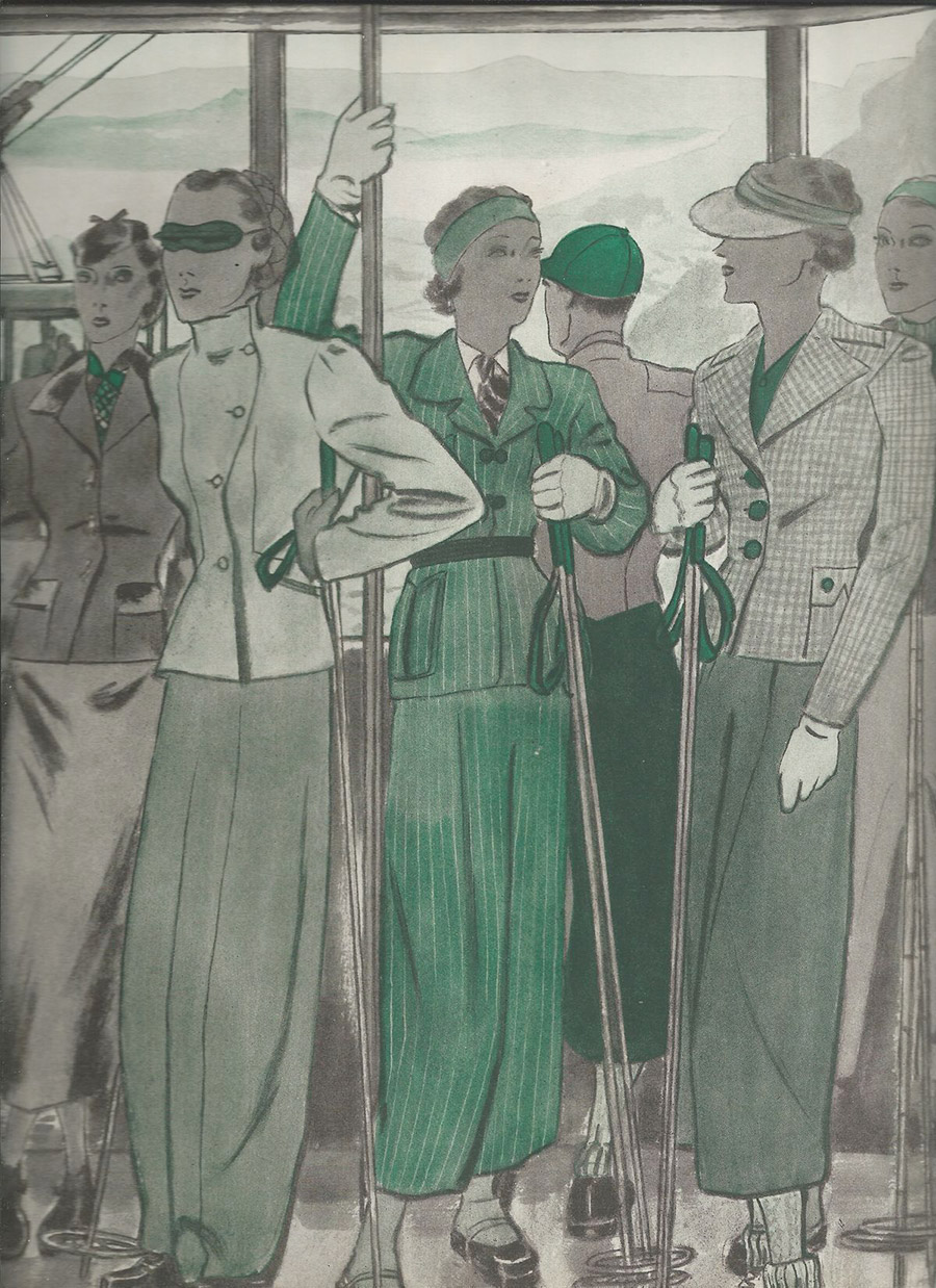 Ski Outfits των  Hermes, Vera Borea, Schiaparelli το 1935 PHOTO VIA PINTEREST